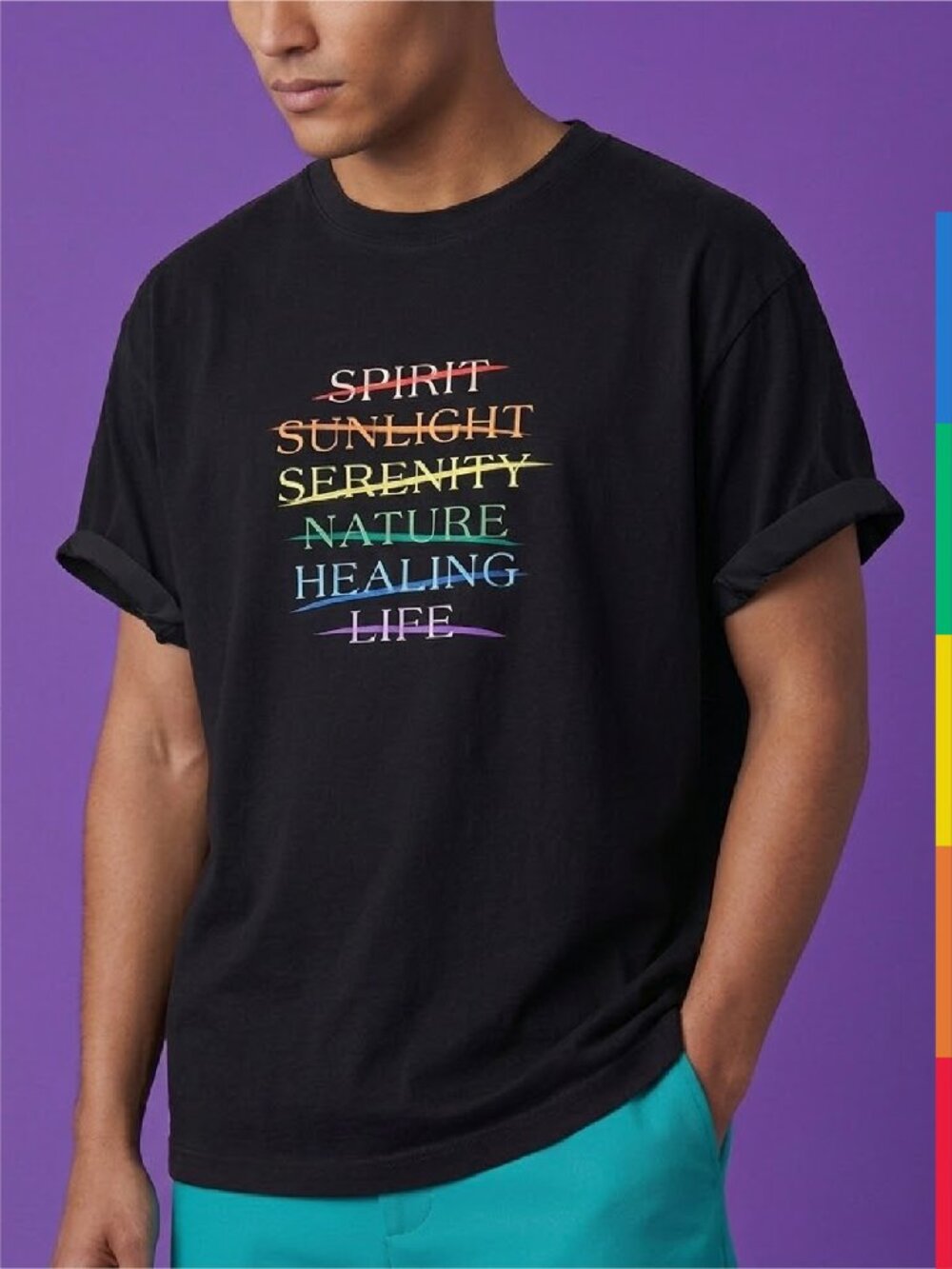 KITH Pride "Meaning" Graphic Tee in Black Heavyweight Boxy Fit